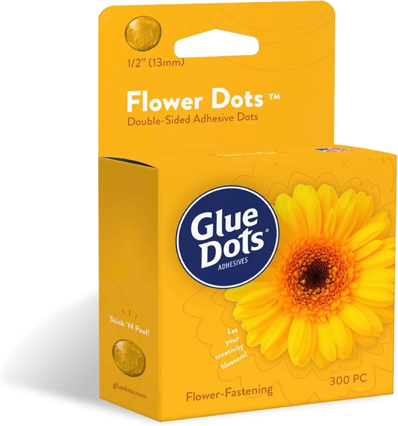 Glue Dots , Flower Dots, Double-Sided, Permanent, 1/2", 300 Dots, DIY Fake Flower Bouquets Wreaths Décor, Sticky Tape Adhesive, Liquid Hot Glue Alternative, Clear - Image 1